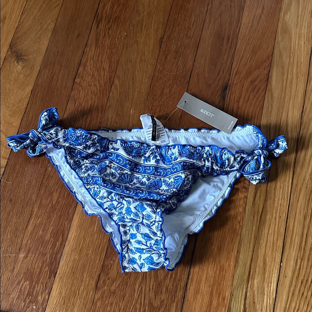 NWT J Crew Swim Bottom Ruffle-trim string bikini bottom in bandana block print
